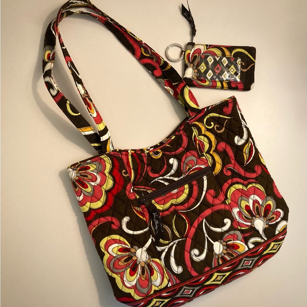 Vera Bradley Puccini Quilted Tote Bag with a Matching Keychain Wallet.